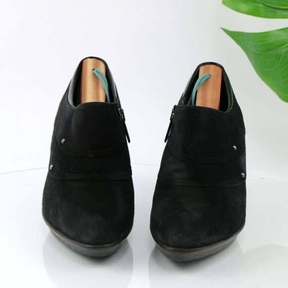 Aquatallia Womens Boot Size 8.5 Waterproof Black Suede Block Heel Bootie Shootie - Picture 4 of 12